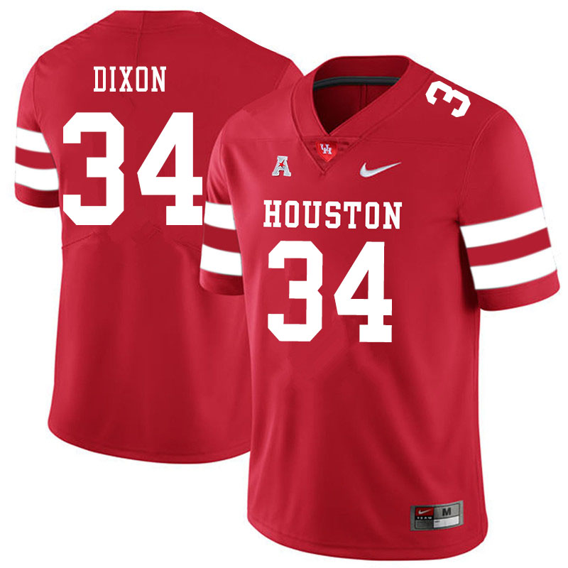 Men #34 Dylan Dixon Houston Cougars College Football Jerseys Sale-Red - Click Image to Close
